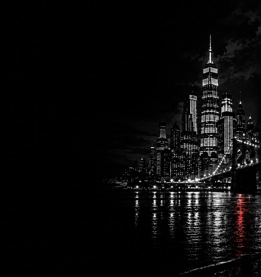 Black and white New York skyline illustration